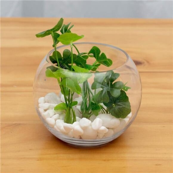 Bowl Glass Vase, Diameter 8", Height 6", Open Width 5"Clear Bubble Planter - Picture 5 of 7